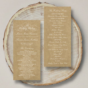 Elegant Country Kraft Wedding Program Template Rack Card