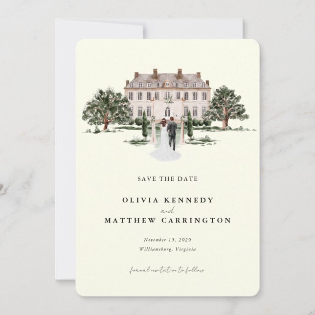 Elegant Country Manor | Ranch Photo Save the Date  Invitation (Front)