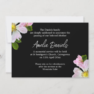 Elegant Country Rose Funeral Announcement Card