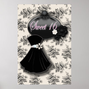 Elegant Country Rose SWEET 16 BLACK GOWN poster
