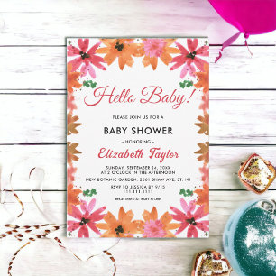 Elegant Country Roses Floral Fall Baby Shower Invitation