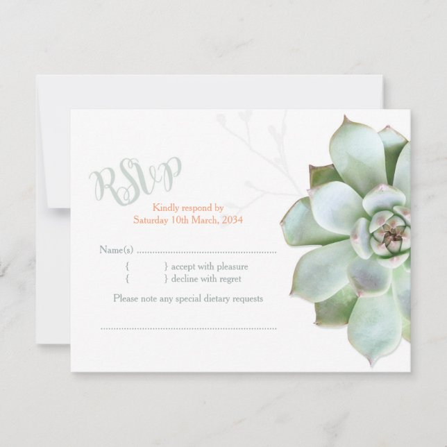 Elegant Country Succulent Wedding RSVP (Front)