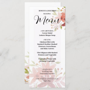 Elegant Country Watercolor Floral Terracotta Blush Menu