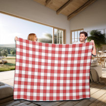 Elegant Countryside Picnic White Red Chequered