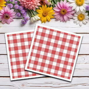 Elegant Countryside Picnic White Red Chequered Napkin