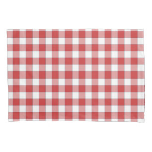 Elegant Countryside Picnic White Red Chequered Pillowcase