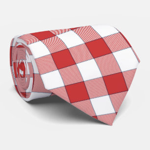 Elegant Countryside Picnic White Red Chequered Tie