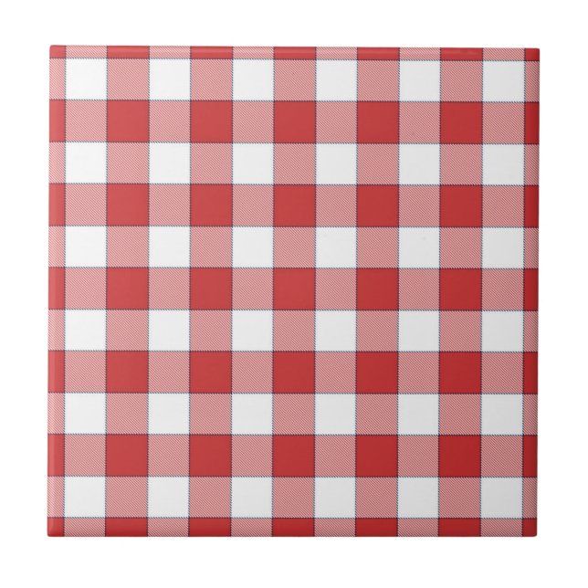 Elegant Countryside Picnic White Red Chequered Tile (Front)