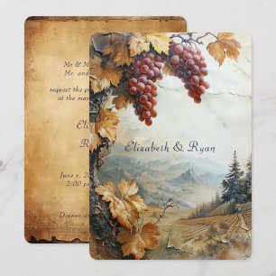 Elegant Countryside Vineyard Grape Vine Rustic Invitation