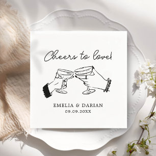 Elegant Couple Cheers to Love Minimalist Wedding Napkin