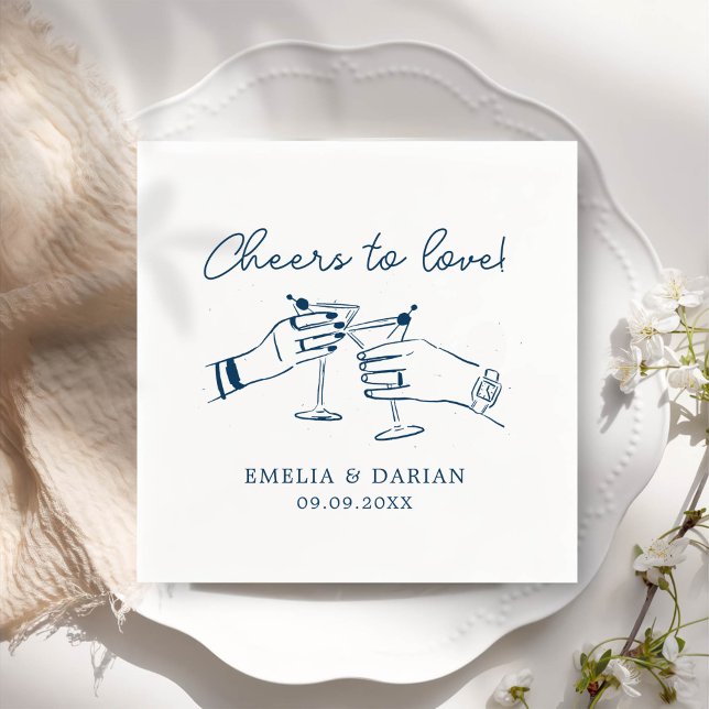 Elegant Couple Cheers to Love Minimalist Wedding Napkin (Creator Uploaded)