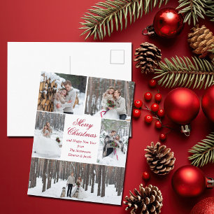 Elegant Couple Christmas Photo Collage Newlywed Holiday Postcard