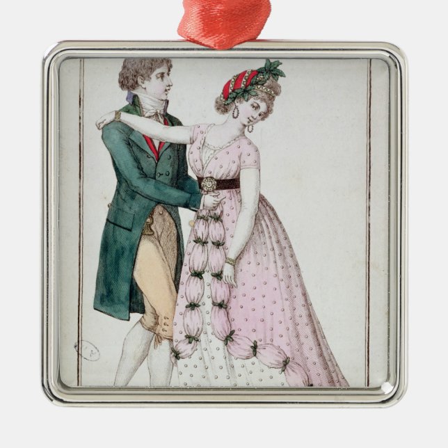 Elegant Couple Dancing the Waltz Metal Tree Decoration (Front)