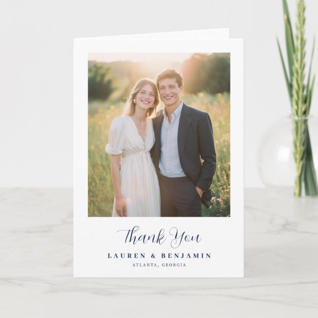Elegant Couple in a Sunlit Meadow Thank You Card (Front)