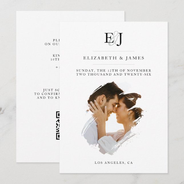 Elegant Couple Monogram Classic Wedding Invitation (Front/Back)