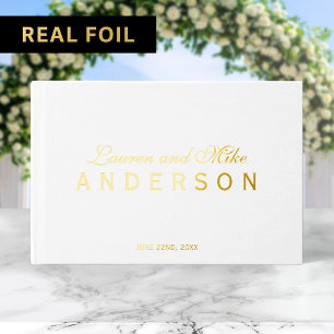Elegant Couple Name Wedding Script Guest Book
