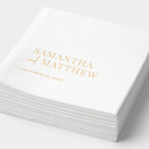 Elegant Couple Names Wedding Foil Napkins