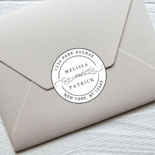 Elegant Couple Names Wedding Return Address Classic Round Sticker