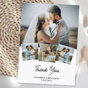 Elegant Couple Personalised Photo Collage Wedding Thank You Card