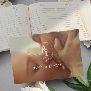 Elegant Couple Photo Monogram Wedding Guest Book