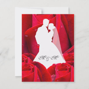 elegant couple red roses invitation