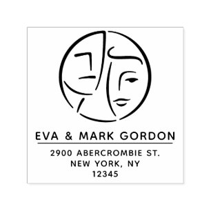 Elegant Couple Return Address Abstract Art Deco Self-inking Stamp