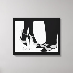 Elegant Couple-Stretched Canvas Black and White 