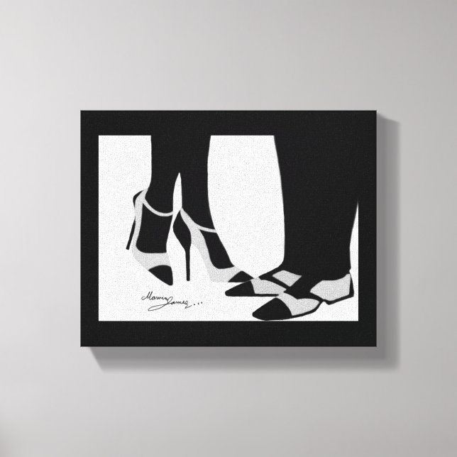 Elegant Couple-Stretched Canvas Black and White Print (Front)
