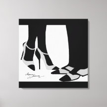 Elegant Couple-Stretched Canvas Black and White