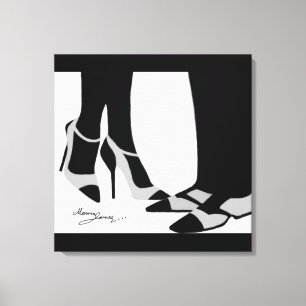 Elegant Couple-Stretched Canvas Black and White Print