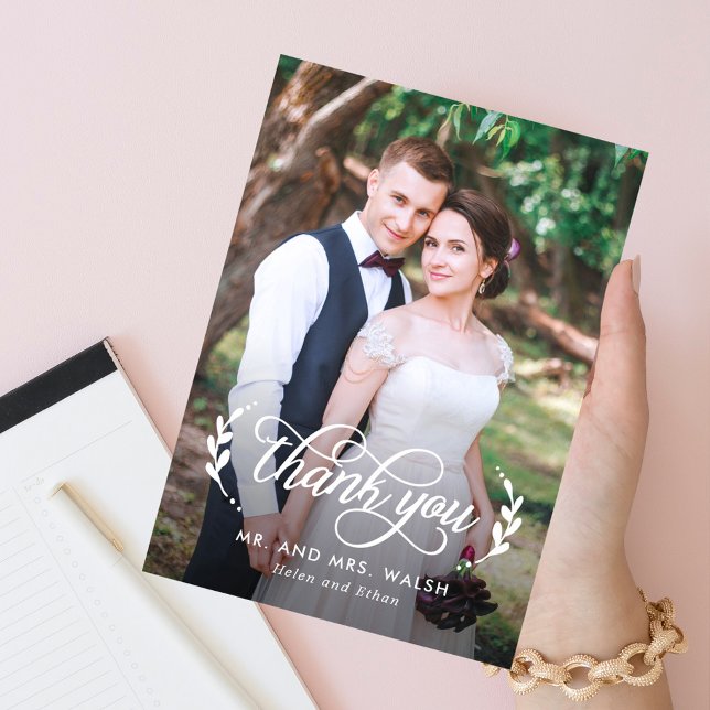 Elegant Couple Wedding Photo Thank You Card (Creator Uploaded)