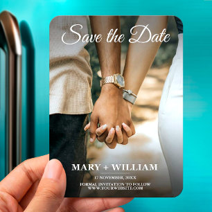 Elegant Couple Wedding Small Photo Save The Date Magnet