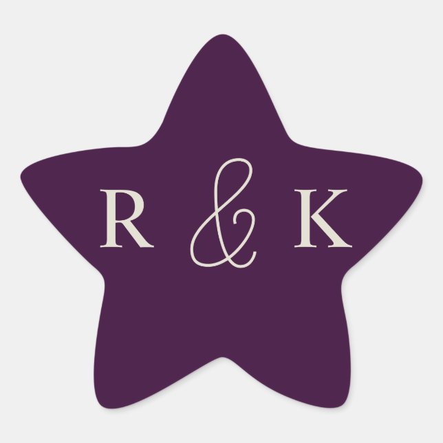 Elegant couples monogrammed star sticker (Front)