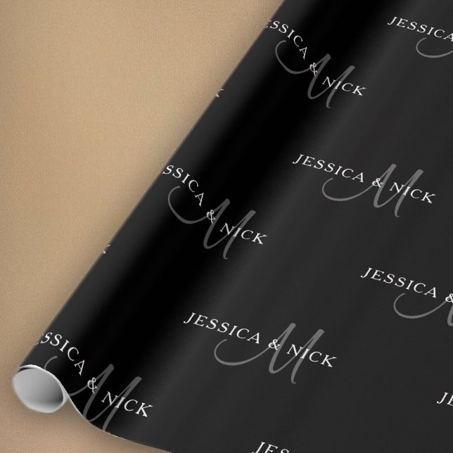 Elegant Couples Names & Monogram Wrapping Paper (Creator Uploaded)