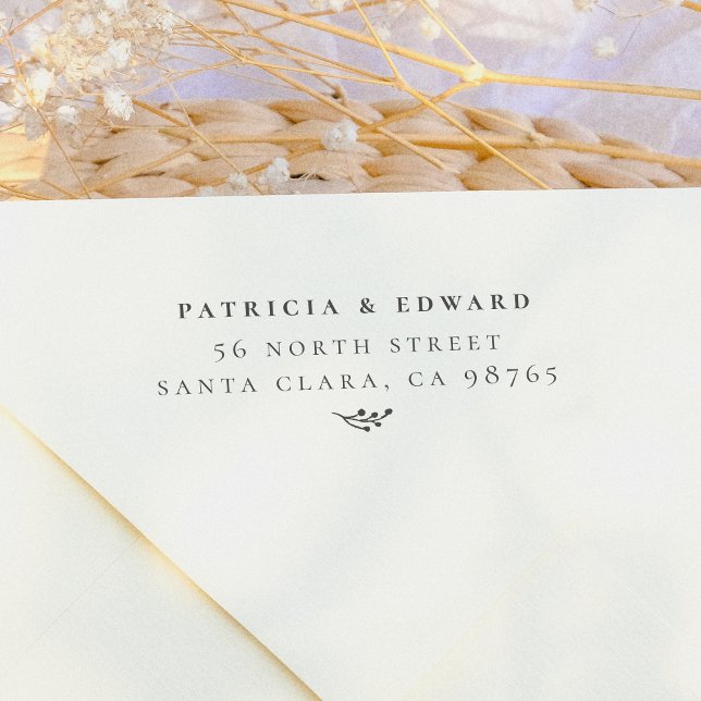 Elegant Couples Names Rustic Sprig Return Address Rubber Stamp (Creator Uploaded)