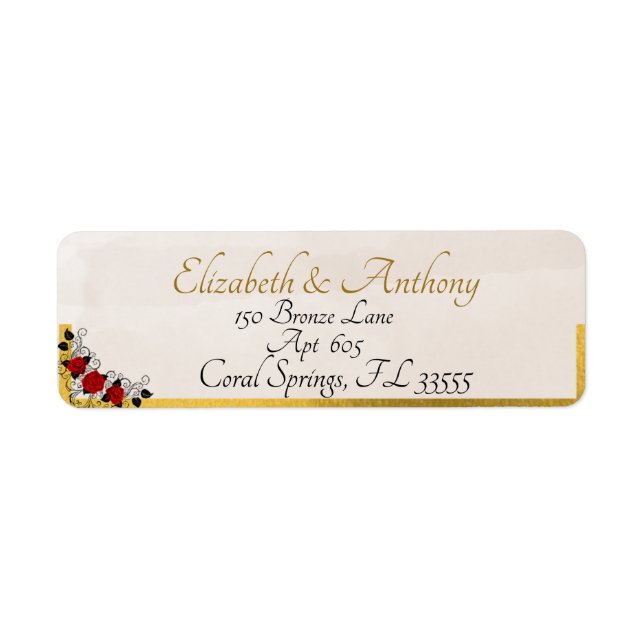 Elegant Couples Off White & Gold  Return Address (Front)