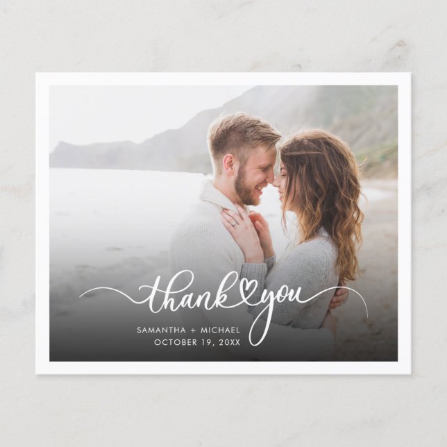 Elegant Couples Photo Wedding Thank You Card (Front)