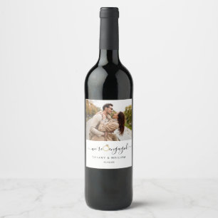 Elegant Couples Photo we're engaged  Wine Label
