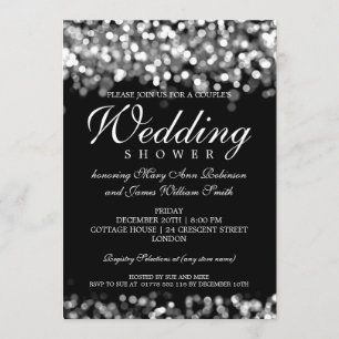 Elegant Couples Shower Silver Lights Invitation