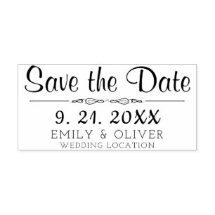 Elegant Couples Wedding Save the Date Rubber Stamp