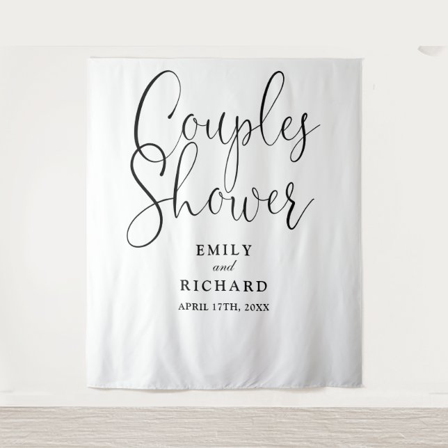 Elegant Couples Wedding Shower Photo Backdrop Tapestry (Front)