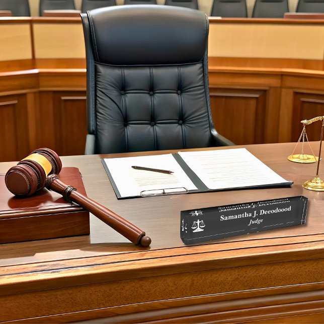 Elegant Court Judge Black Desk Nameplate (Creator Uploaded)