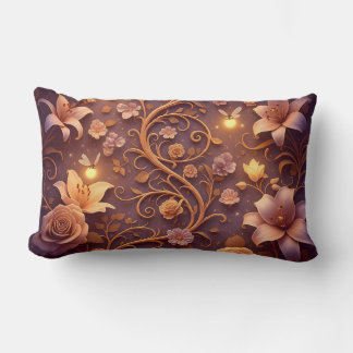Elegant Coussin floral vintage féérique  Lumbar Cushion