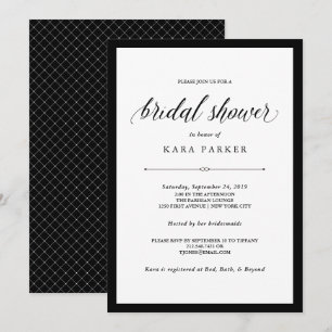 Elegant Couture   Black and White Bridal Shower Invitation
