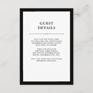 Elegant Couture   Black and White Guest Details Enclosure Card