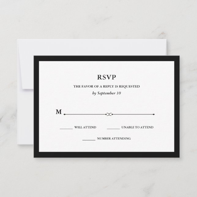 Elegant Couture | Black and White RSVP Card (Front)