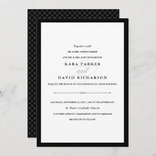 Elegant Couture   Black and White Wedding Invitation