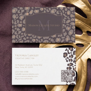 Elegant Couture Cheetah Leopard Print Luxury Brand Business Card