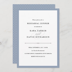 Elegant Couture Dusty Blue Rehearsal Dinner Invitation