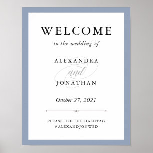 Elegant Couture   Dusty Blue Wedding Welcome Poster